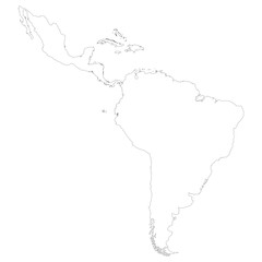 Central and South America map. Map of South and Central American.
