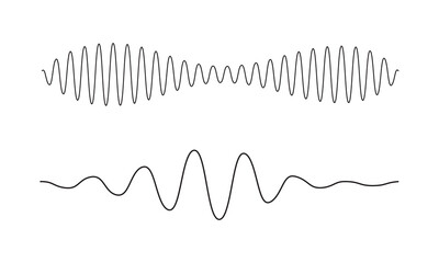 Podcast sound waves. Waveform pattern for music player, podcast, voice message, music app. Audio wave icon. Equalizer template. Vector illustration isolated on white background.