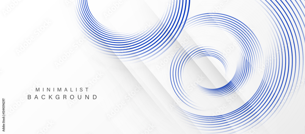 Poster Modern abstract white background with blue gradient circular lines. Vector illustration.