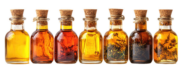 Golden Oil Bottles on transparent background