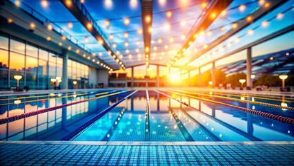 Naklejka premium Stunning Bokeh Sky: Modern Sports Complex & Swimming Pool