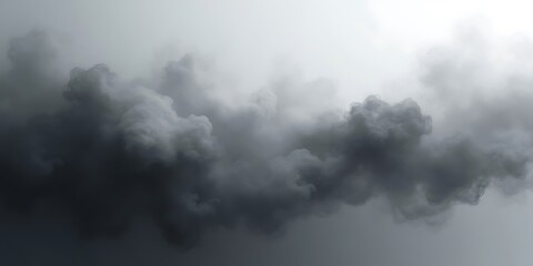 White mist hangs heavy in the nature, a cloudy fog in the forest and mountains creating a dramatic, abstract atmosphere