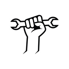 Obraz premium Fist Holding Wrench Vector Design.