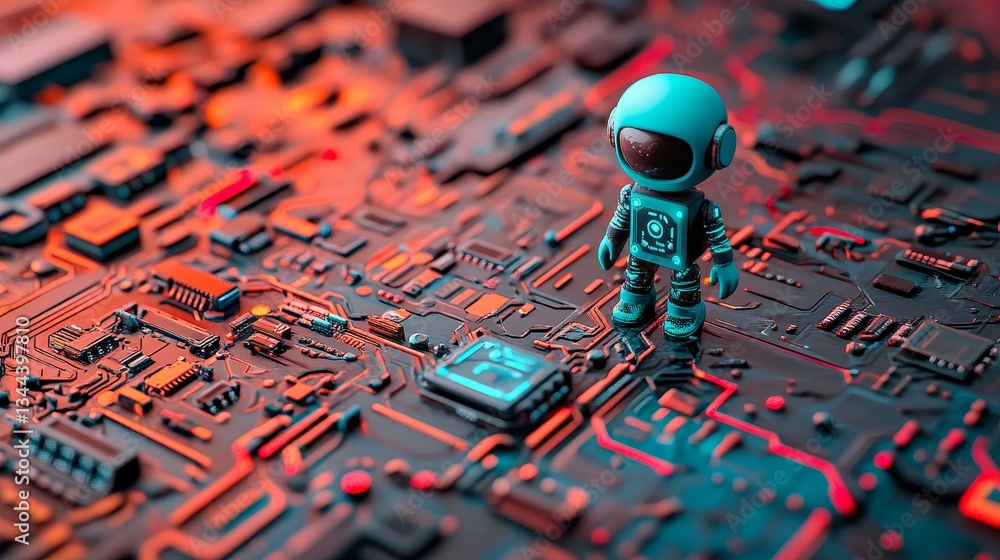 Poster the social technology concept is illustrated through a 3d render of a microchip with a user symbol, 
