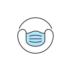 A clean and concise depiction of protection and hygiene. A medical mask with defined folds, symbolizing safety and care in healthcare environments