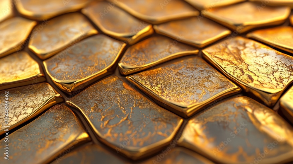 Aufkleber the background consists of a gold block created by stacking glossy, triangular bullion, with 3d, pol