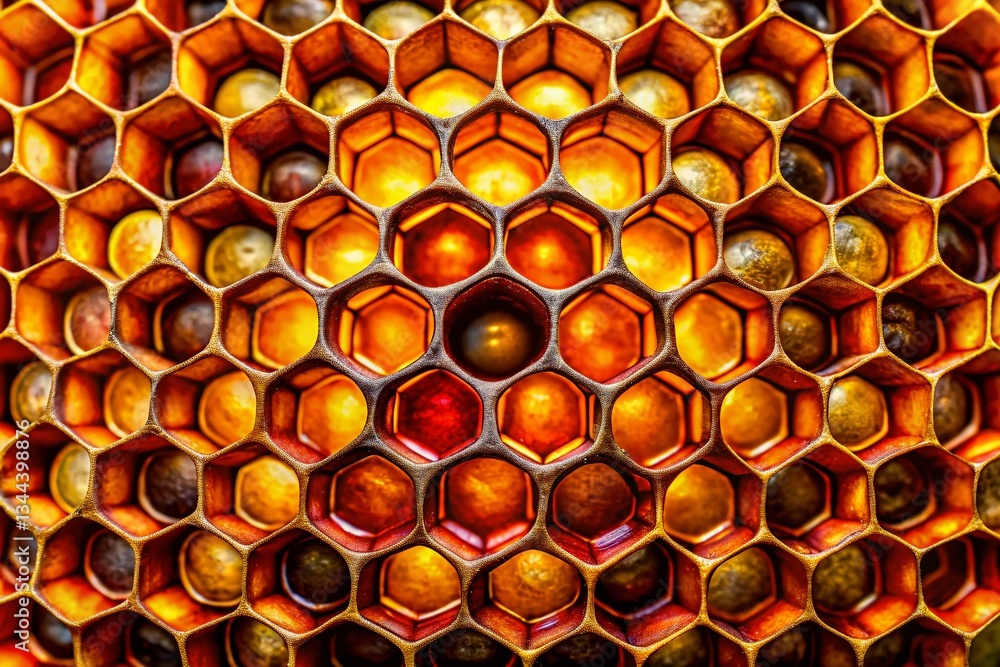 Poster stunning panoramic close-up of natural honeycomb: symmetrical hexagonal patterns