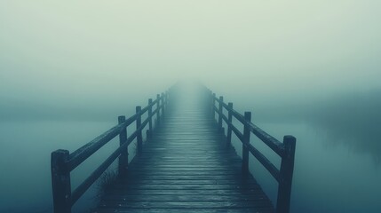 Exploring the mystical wooden bridge foggy landscape nature photography serene environment wide angle new high fidelity