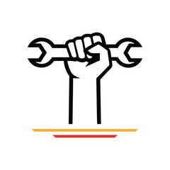 Obraz premium Fist Holding Wrench Vector Design.