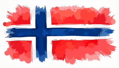 Artistic Norway flag in soft watercolor style, celebration of culture