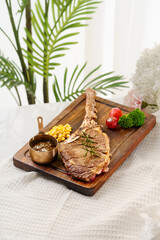 Classic western steak on a monochrome background