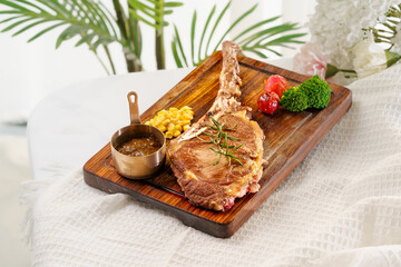 Classic western steak on a monochrome background