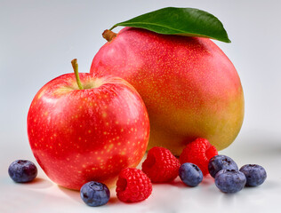 Mango Apfel und Beeren, gemischtes Obst, 