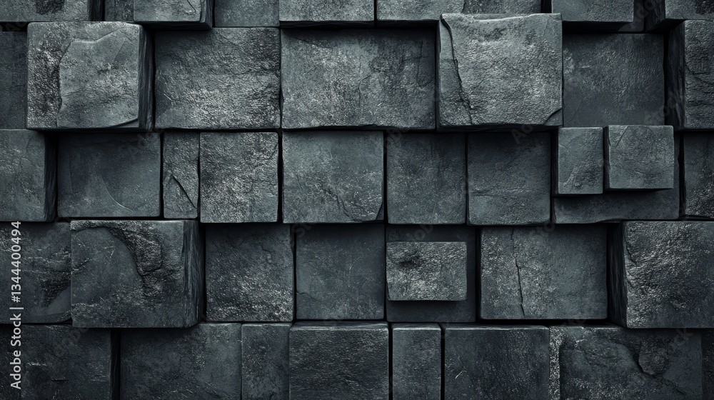 Poster the background, a 3d concrete block, is composed of stacked rectangle bricks, complemented by semigl