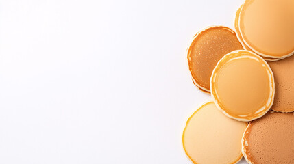 Delicious Golden Brown Pancakes Stacked on White Background Breakfast Food Photography