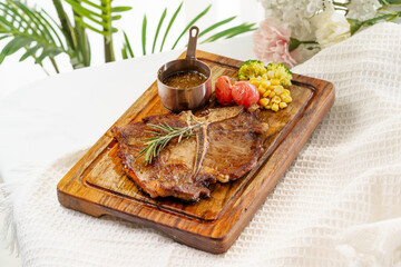 Classic western steak on a monochrome background