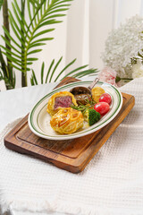 Classic western steak on a monochrome background