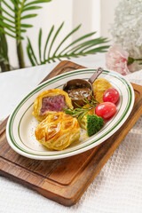 Classic western steak on a monochrome background