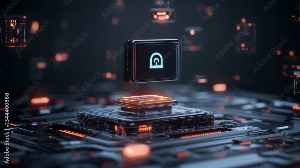 Poster data security event with advanced technology in futuristic environment digital interface conceptual 