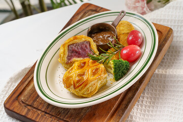 Classic western steak on a monochrome background