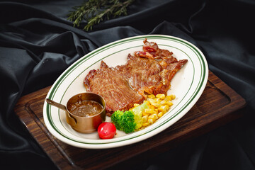 Classic western steak on a monochrome background