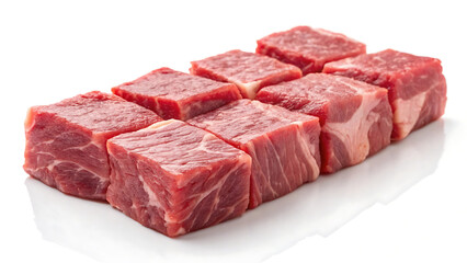 Obraz premium Fresh Raw Cube-Cut Meat – High-Quality Beef Cubes for Cooking