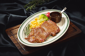Classic western steak on a monochrome background