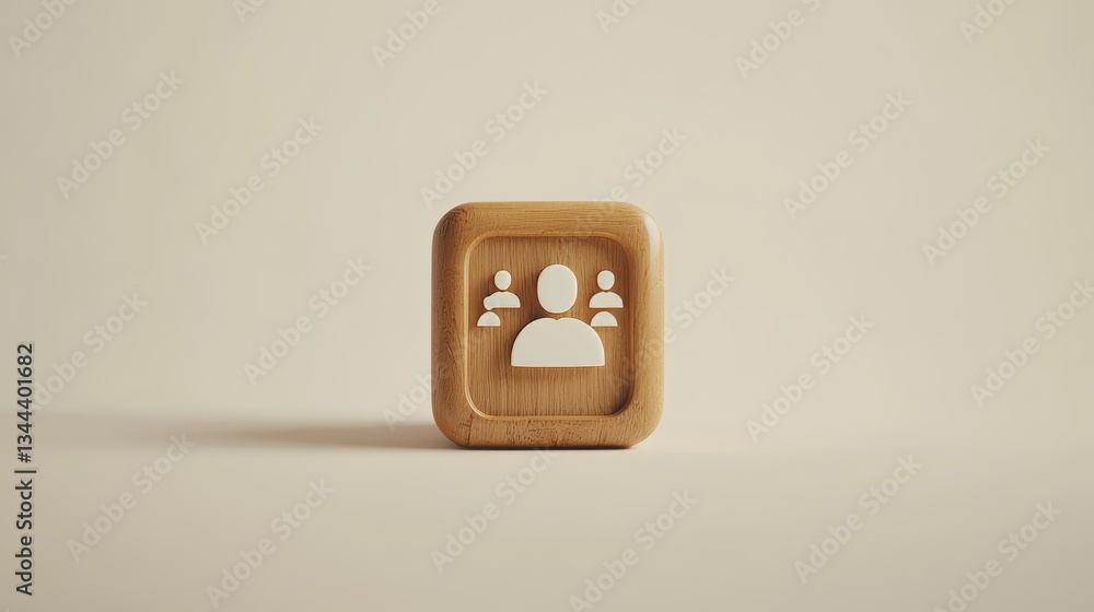 Poster the concept of communication technology is visually represented by a phone symbol on a wooden block,