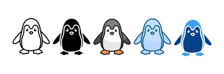 Toy Penguin Icon Set Multiple Style Collection