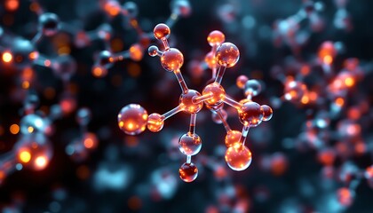 Glowing Molecular Structure 3d Render Science Background