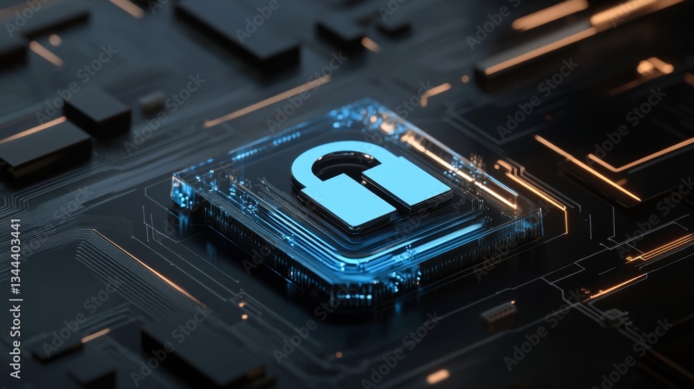 Poster cybersecurity action protecting data integrity digital realm graphic design high-tech environment cl