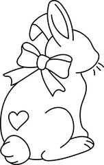Coquette bunny with bow easter celebration line art girly design cute rabbit outline