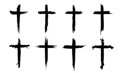 Fototapeta premium Distress Christian Cross Icon Vector Images