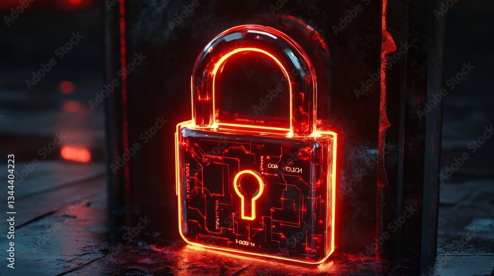 Aufkleber digital security innovations cyber lock technology modern office 3d rendering futuristic environment