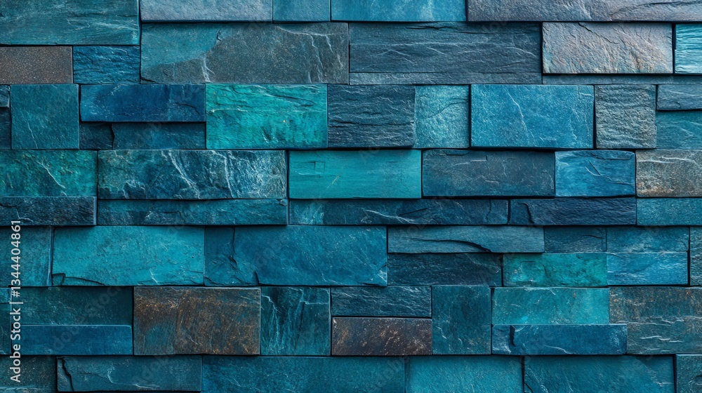 Poster a 3d render presents a rectangular tile wallpaper with 3d, textured blocks set against a polished wa