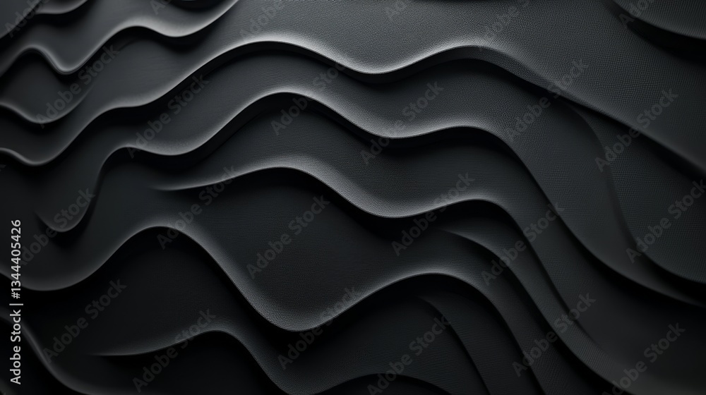 Poster black 3d ribbons are arranged in a specific pattern to create a dark and abstract background in this
