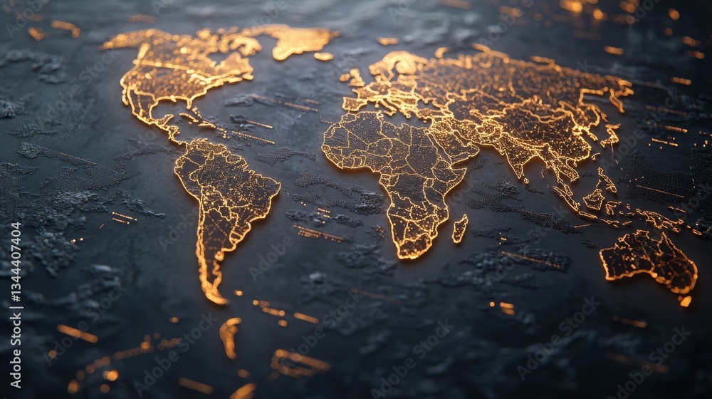 Poster global map visualization digital art futuristic environment abstract design high-resolution view geo