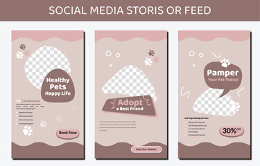 Pet Care Social Media Post Templates – Adoption, Grooming & Shop Promo