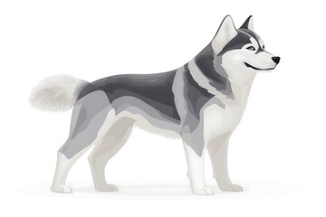 Majestic Husky for Profile View, White Background.