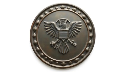 Embossed Metal Roundel with Eagle Design