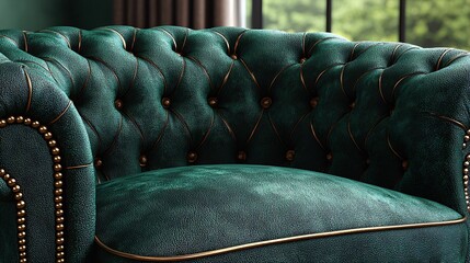 Obraz premium Teal Chesterfield Armchair Closeup