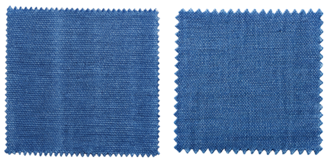 Two Blue Fabric Swatches Isolated on Transparent Background, Textile Texture, Design Element, fabric texture, swatch, blue