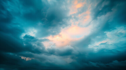 Obraz premium Dark thunderstorm clouds forming in the sky with flashes of lightning. 