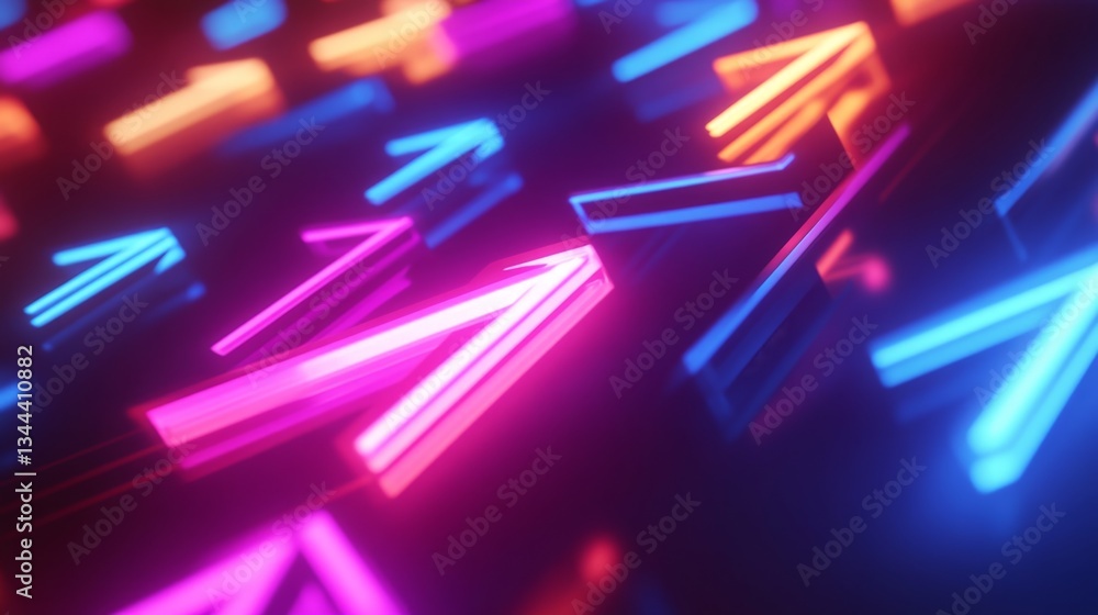 Poster dynamic neon arrow patterns abstract background graphic design vibrant colors close-up view modern a
