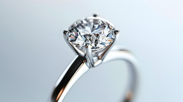 acercamiento de un anillo de compromiso con una piedra preciosa con un diamante sobre un fondo liso 