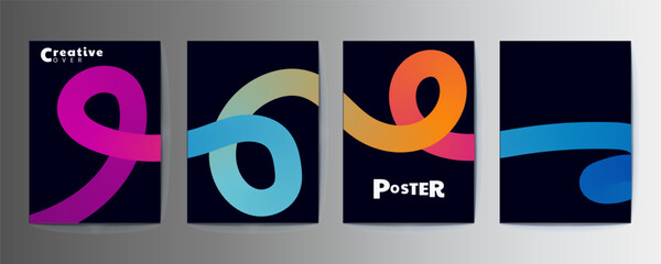 3d poster design, abstract poster set design, poster design background vector set. Cover template with vibrant abstract gradient geometric shape. Ideal design for social media, flyer, party