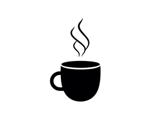 A steaming mug of warmth and comfort, inviting a moment of peaceful relaxation in simple black silhouette.