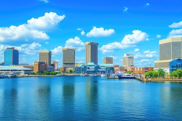 Stunning Skyline of Baltimore, Maryland: A Vibrant City Landscape Overlooking Inner Harbor and Downtown Bay