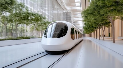 Futuristic train in urban central