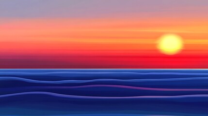 Obraz premium Sunset over calm sea with colorful sky background